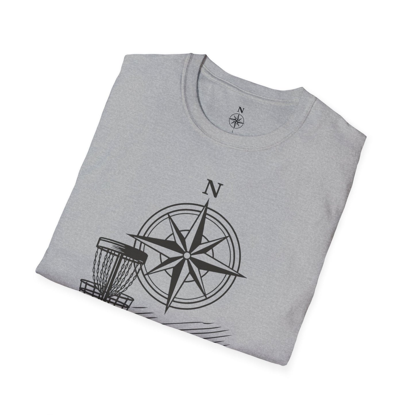 Disc Golf T-Shirt — "Nomad" Compass & Basket Design