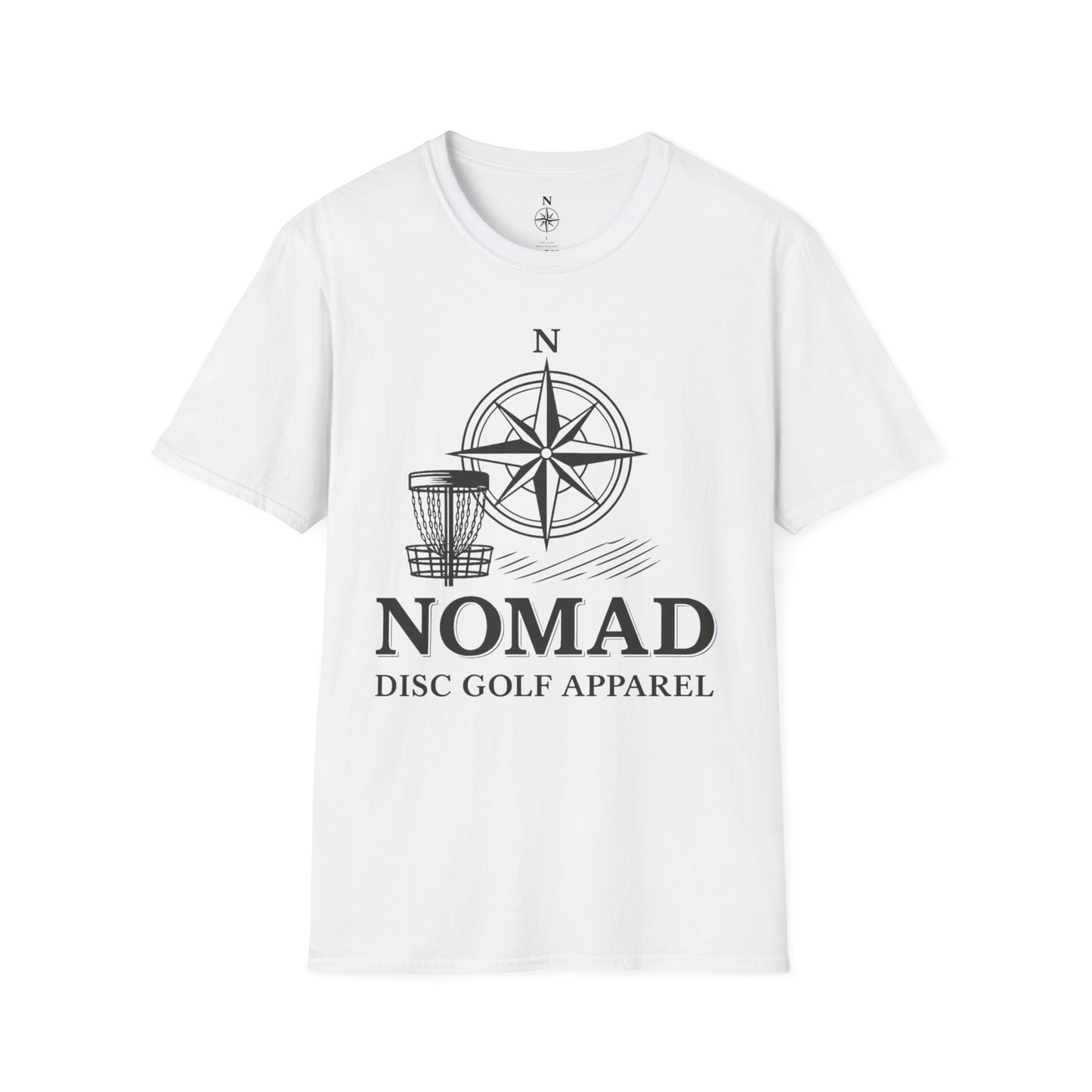 Disc Golf T-Shirt — "Nomad" Compass & Basket Design