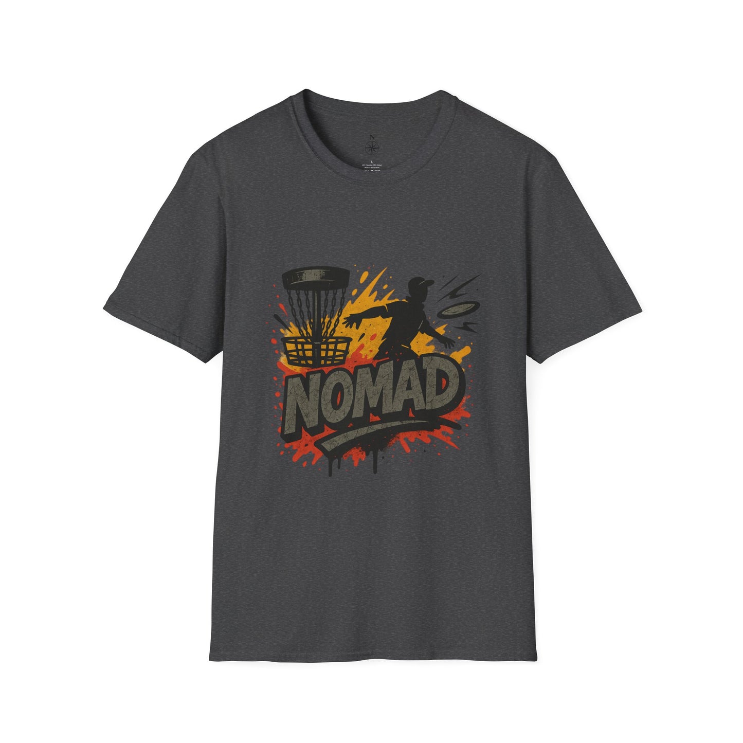 Nomad Disc Golf T-Shirt — Graphic Disc Golfer Tee with Basket & Compass Logo