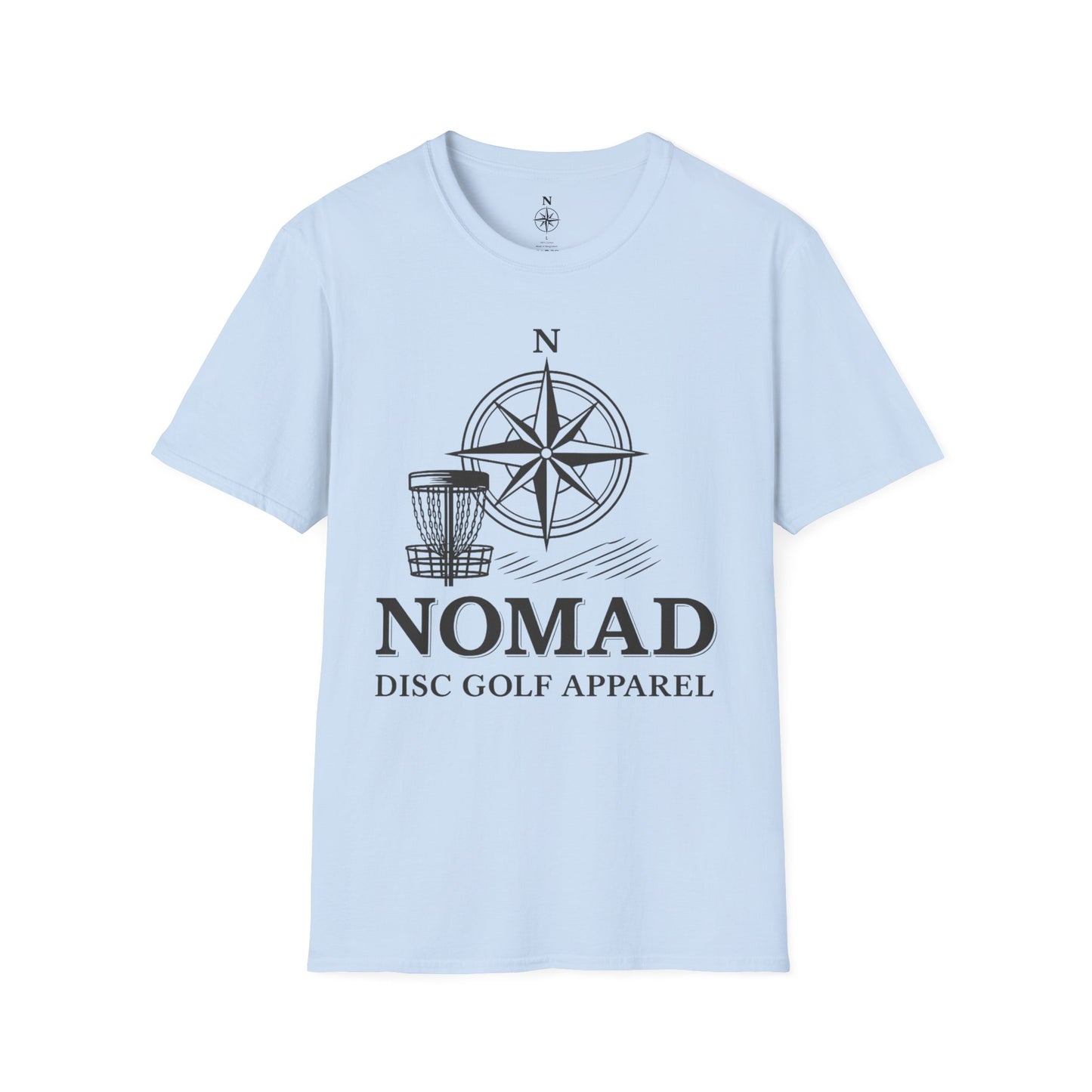 Disc Golf T-Shirt — "Nomad" Compass & Basket Design
