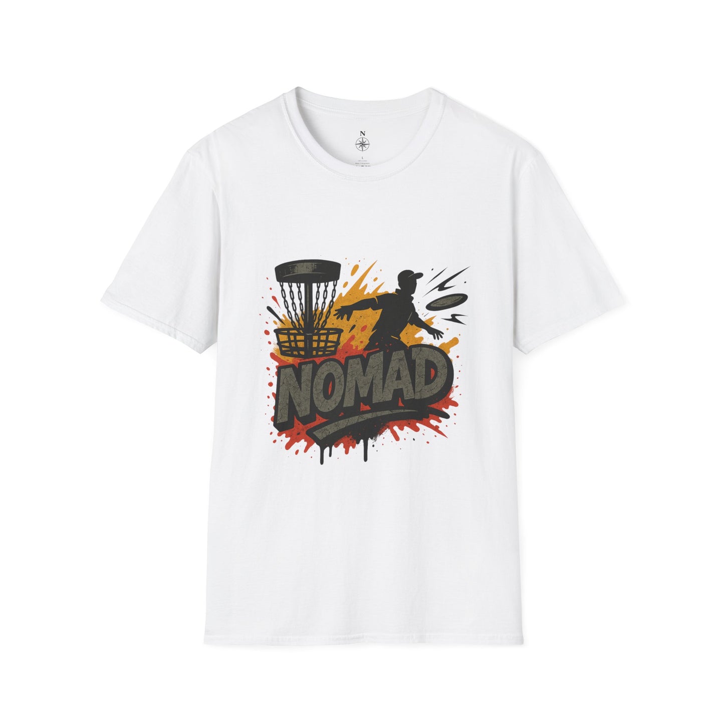 Nomad Disc Golf T-Shirt — Graphic Disc Golfer Tee with Basket & Compass Logo