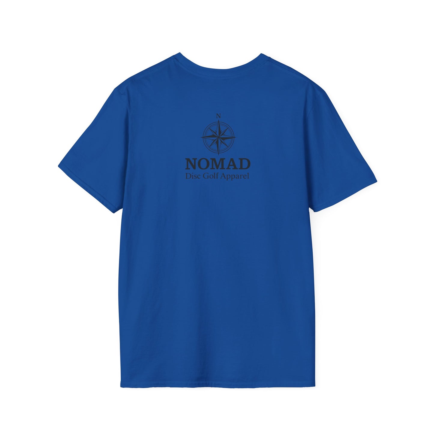 Nomad Disc Golf T-Shirt — Graphic Disc Golfer Tee with Basket & Compass Logo