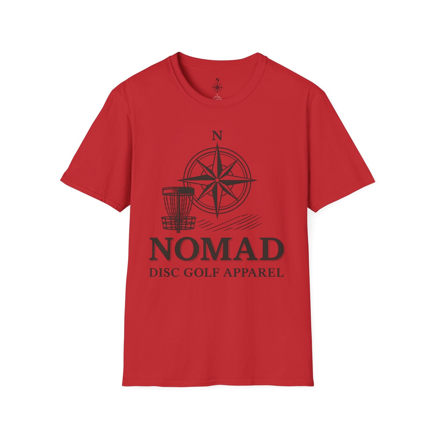 Disc Golf T-Shirt — "Nomad" Compass & Basket Design