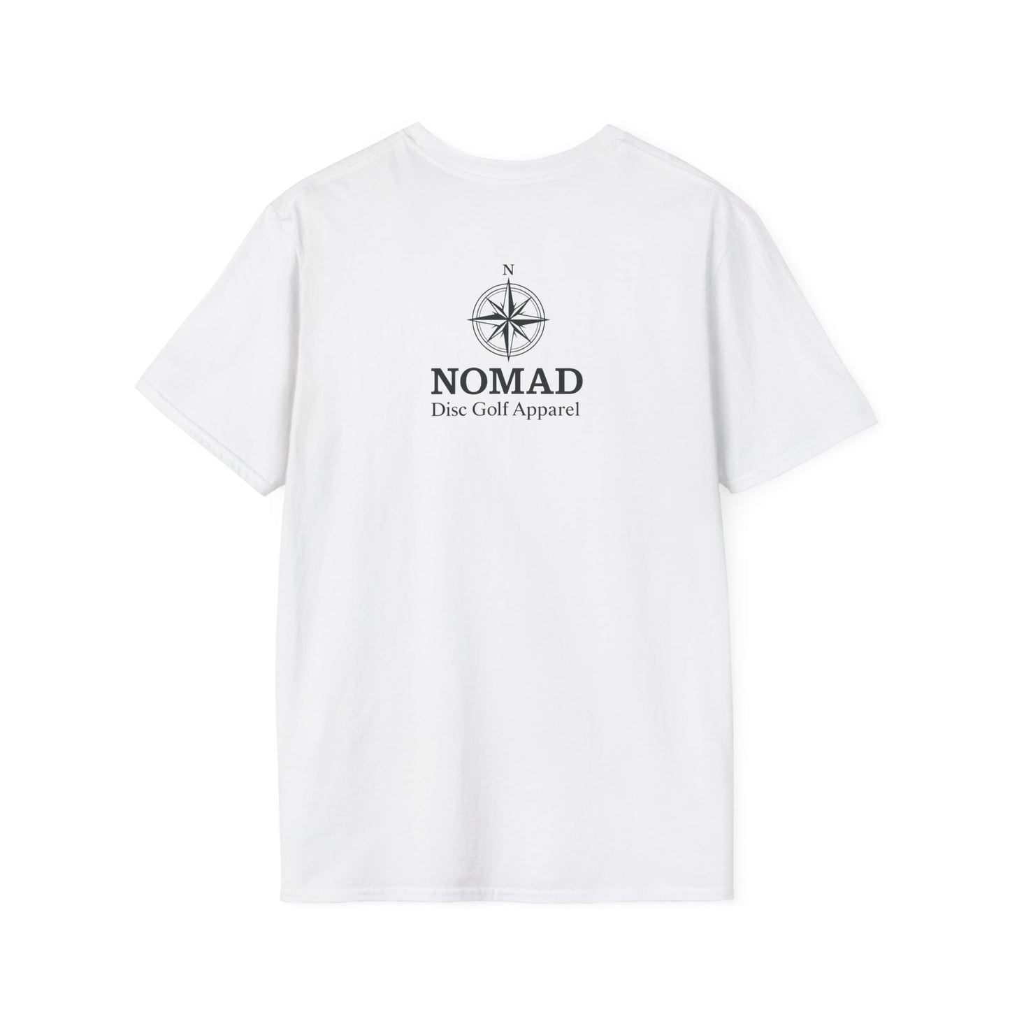 Nomad Disc Golf T-Shirt — Graphic Disc Golfer Tee with Basket & Compass Logo