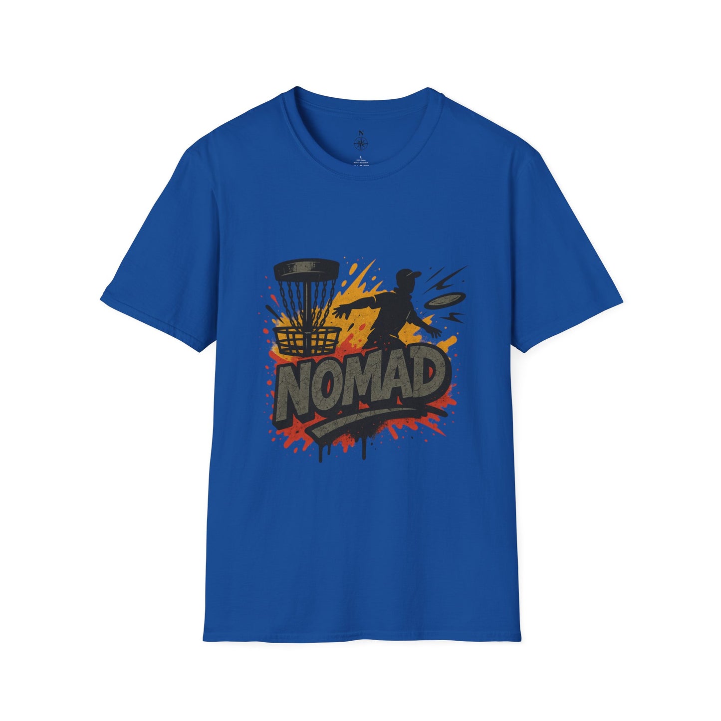 Nomad Disc Golf T-Shirt — Graphic Disc Golfer Tee with Basket & Compass Logo