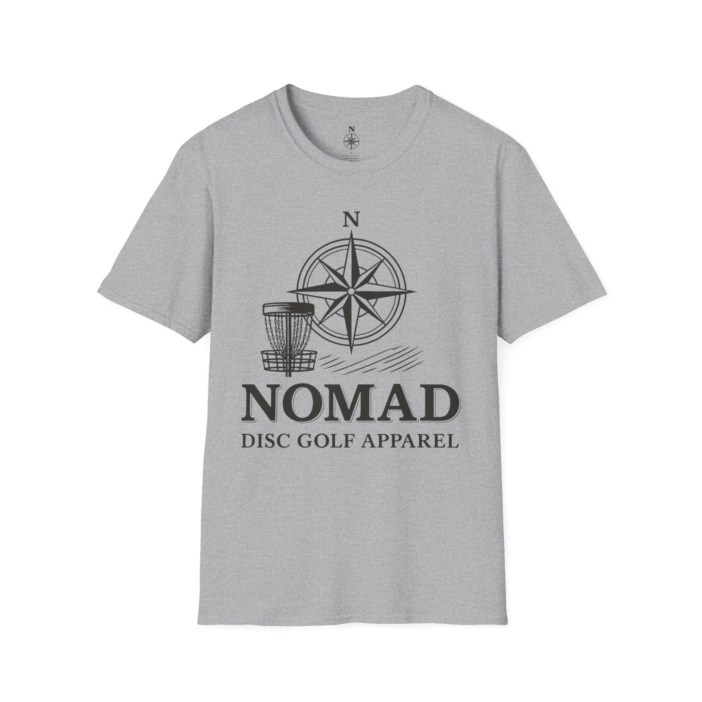 Disc Golf T-Shirt — "Nomad" Compass & Basket Design