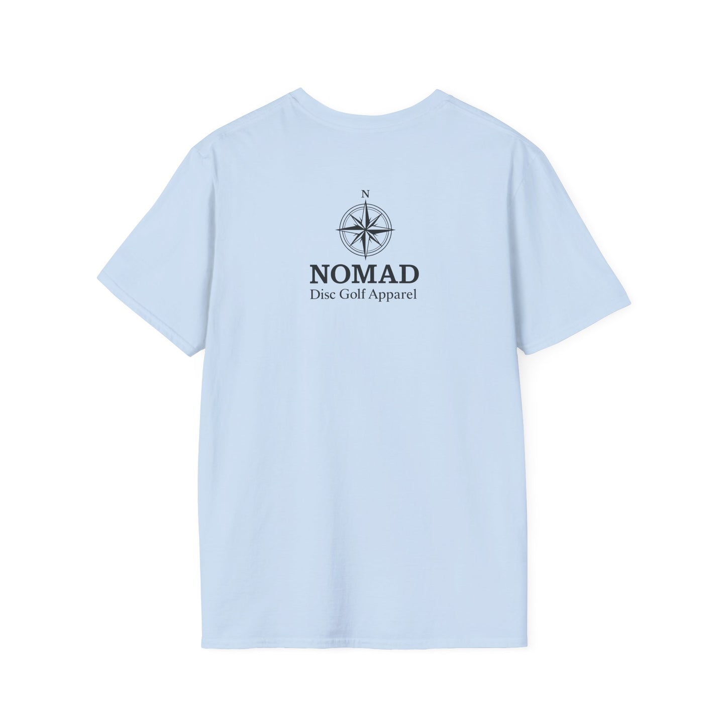 Nomad Disc Golf T-Shirt — Graphic Disc Golfer Tee with Basket & Compass Logo