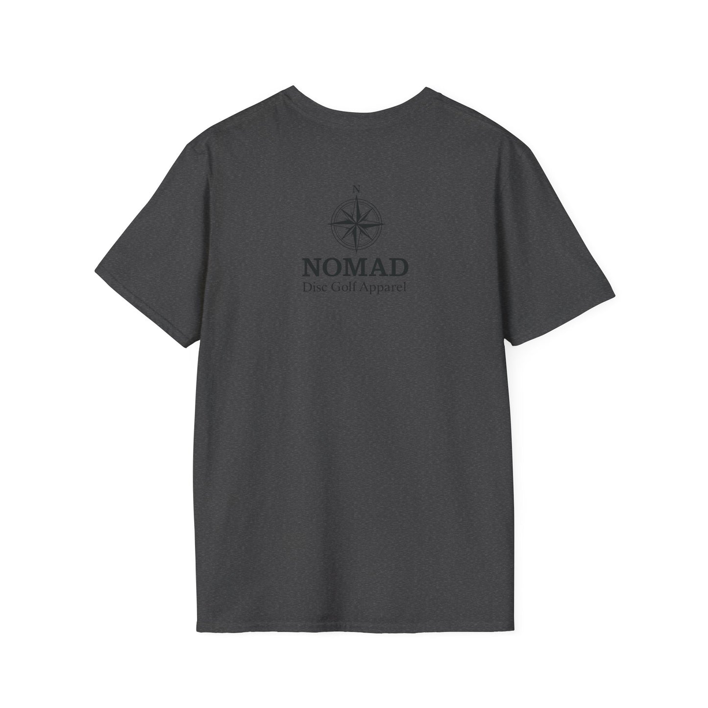 Nomad Disc Golf T-Shirt — Graphic Disc Golfer Tee with Basket & Compass Logo