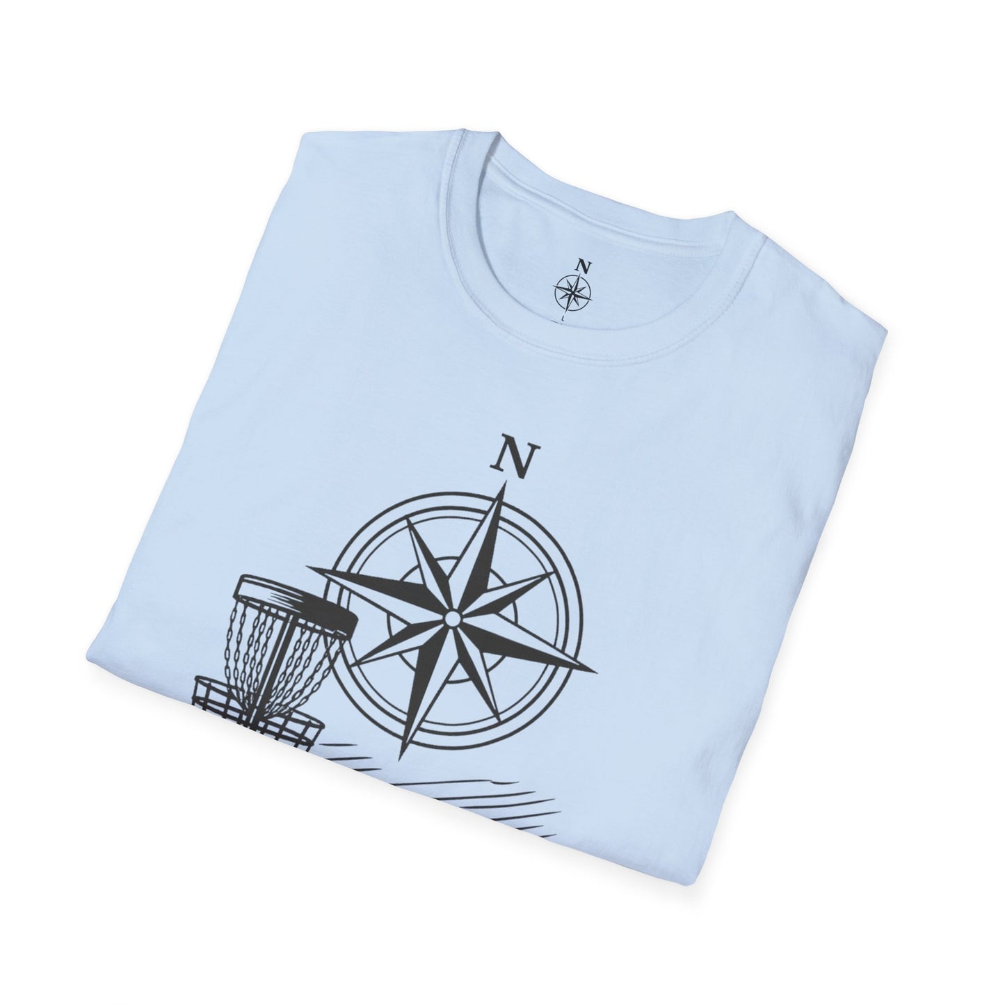 Disc Golf T-Shirt — "Nomad" Compass & Basket Design