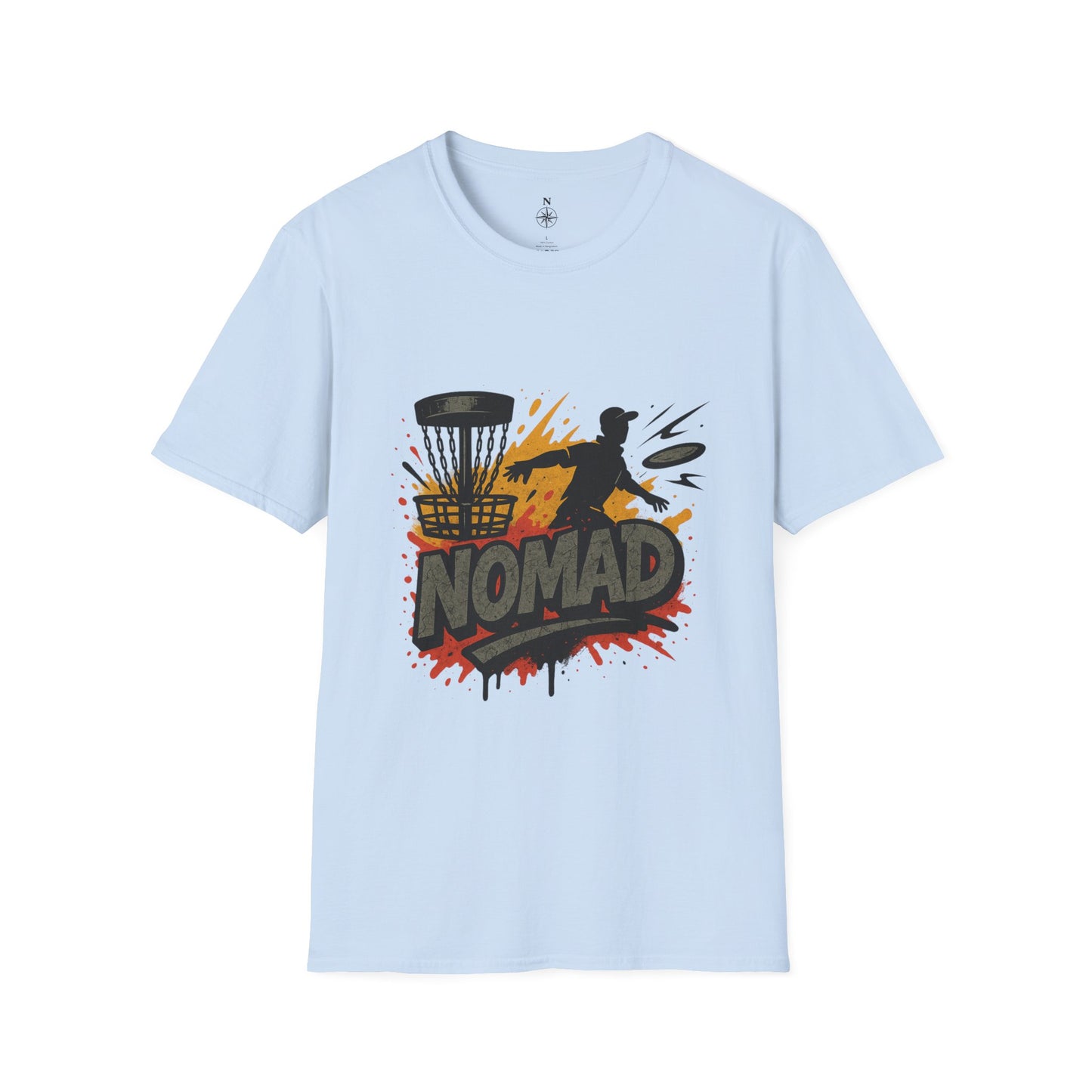 Nomad Disc Golf T-Shirt — Graphic Disc Golfer Tee with Basket & Compass Logo